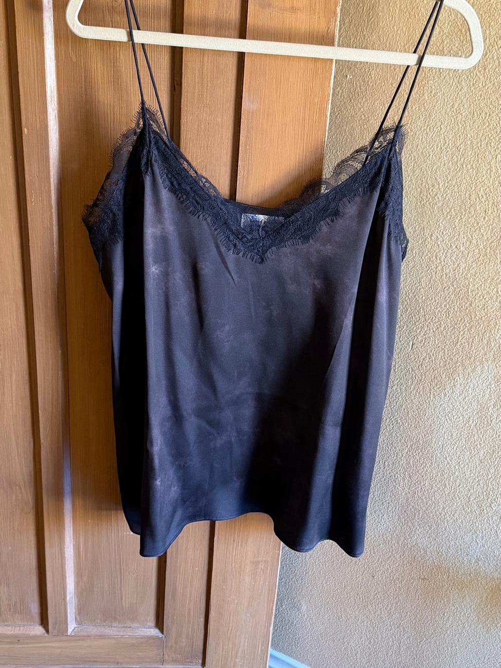 Annie Bing black & gray a tie dye effect silk tank top XL Never worn no tag